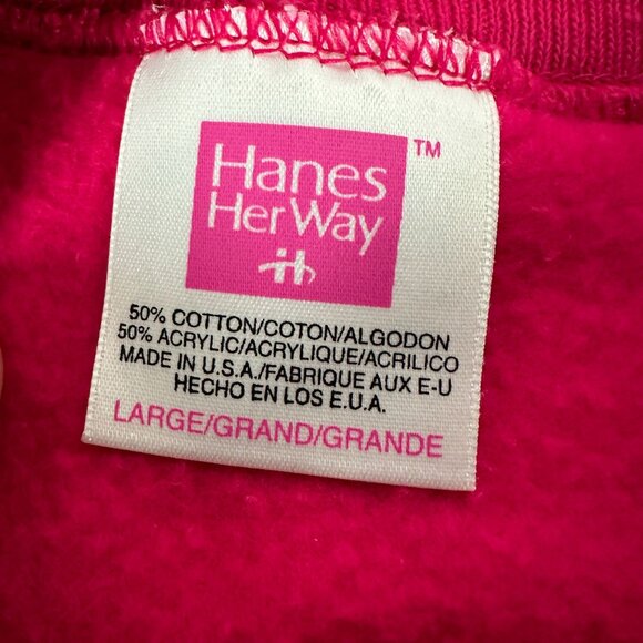 Hanes Her Way Women's Pink Crewneck Sweatshirt Size L - Picture 3 of 4